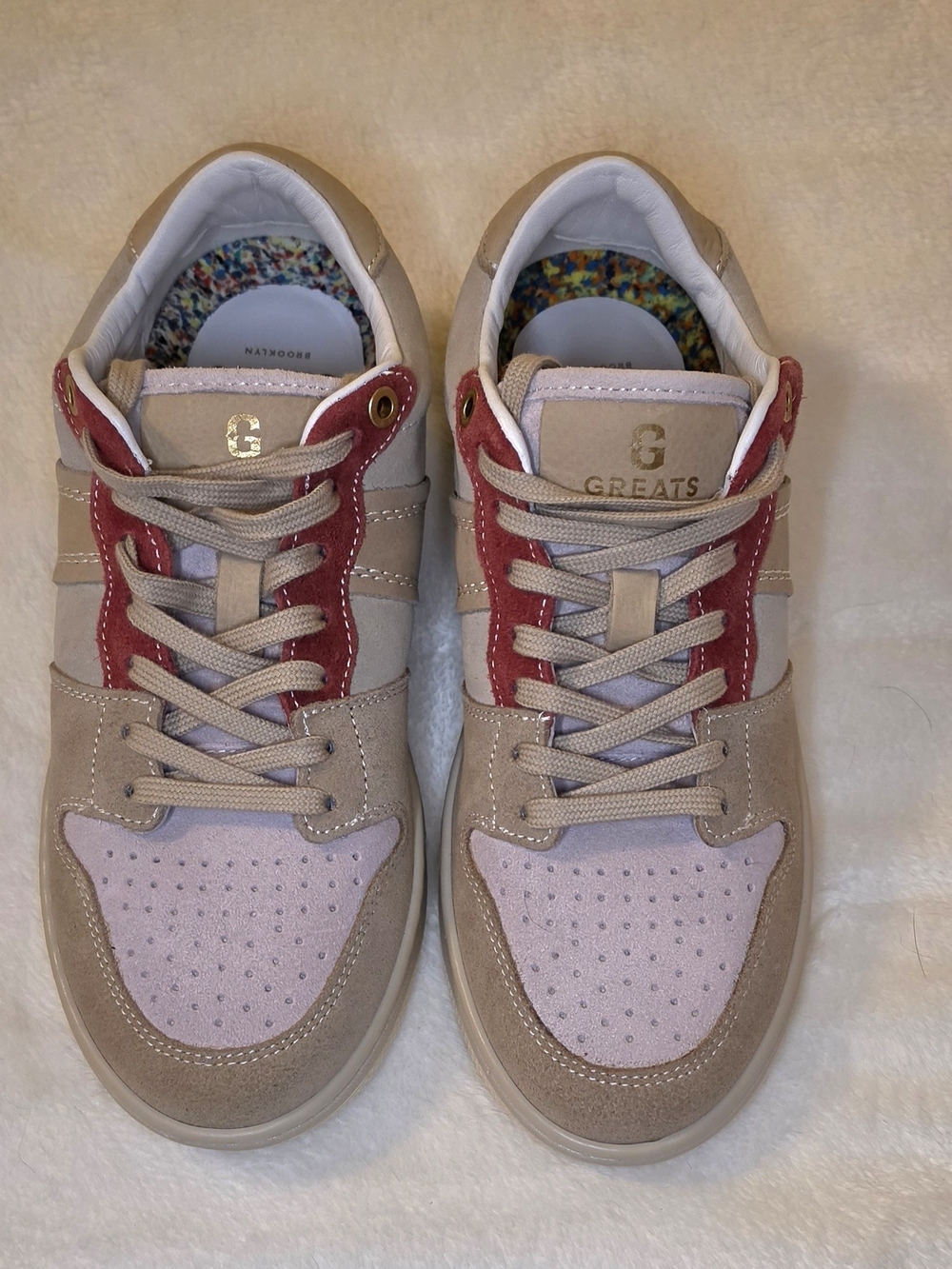 Greats Women's Beige, Pink & Red Low-Top Sneakers NWOT